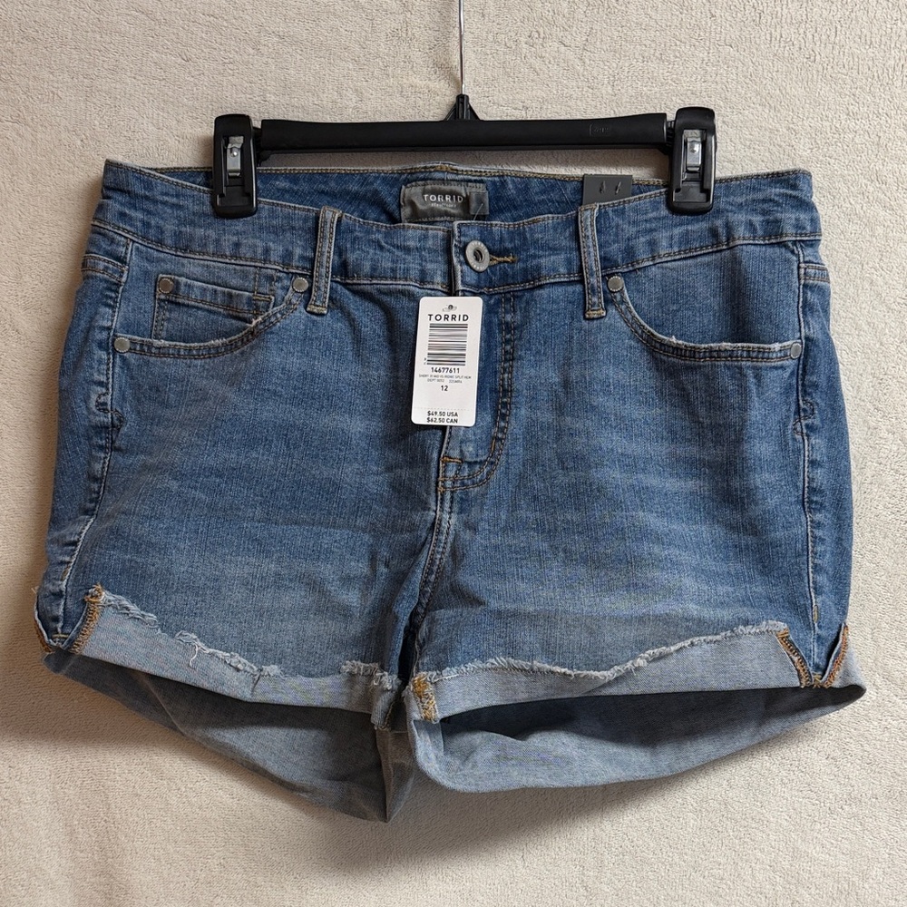 torrid Medium Blue Rolled Cuff Denim Shorts